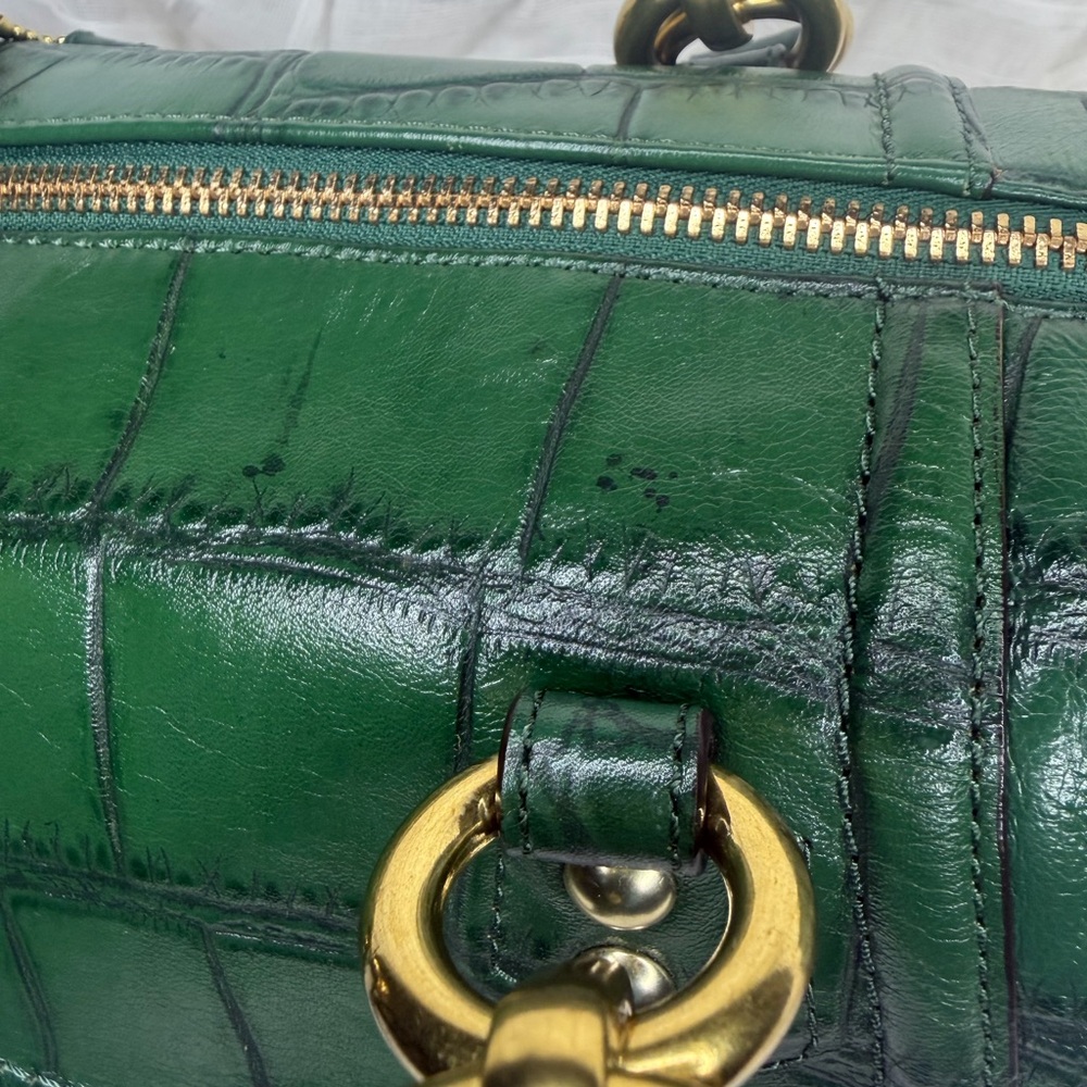 Coach Ashley Green Croc Embossed Shoulder / Handbag / Convertible Satchel • EUC - Picture 11 of 13